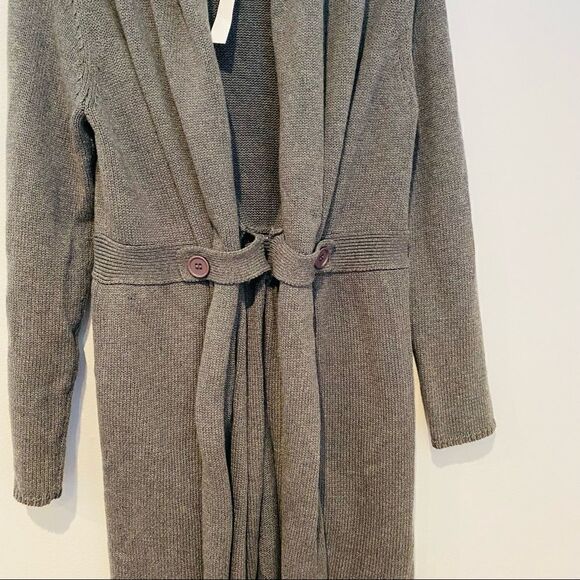 Adrienne Vittadini Studio Gray Full Length Open Cardigan Size Medium - Picture 3 of 5